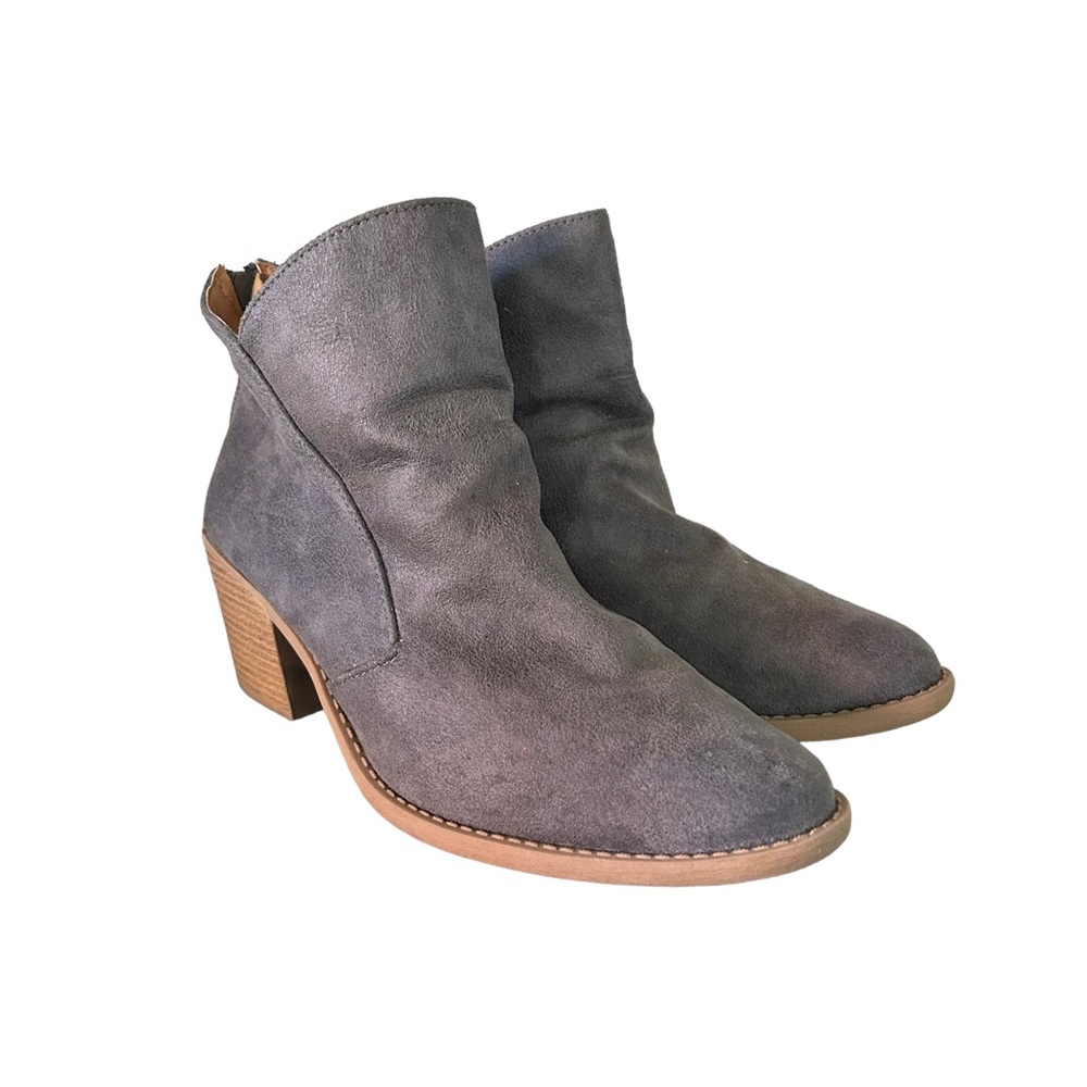 Qupid Women’s Suede Ankle Boots Gray Block Heel Casual Shoes Size 10 - Picture 2 of 10